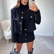 Women's Classic Street Style Jumpsuit Jacket Set