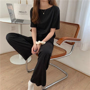 Soft Ice Silk Two-piece Suit for Women, Casual Home Wear