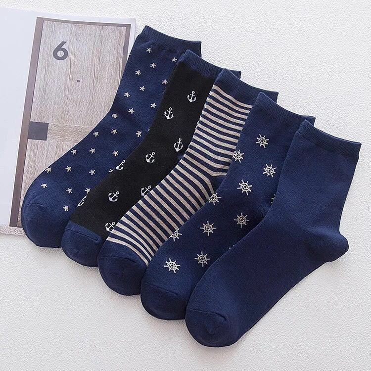 Men's Mid-Calf Navy Cotton Socks