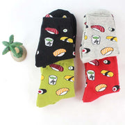 Gray Sushi Cartoon Women's Mid-Calf Length Cotton Socks