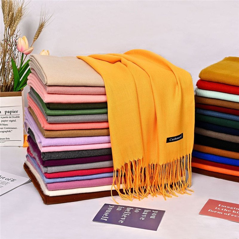 Statement Solid Color Scarf Shawl with Tassel