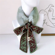 Women's Houndstooth Plush Scarf for Winter - Soft Korean-Style Wrap