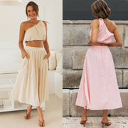 Women's Chic Two-piece Sloping Shoulder Skirt Set