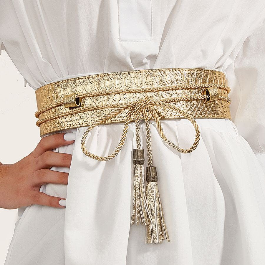 Slim Snake Pattern Belt for Women - Wide Trim