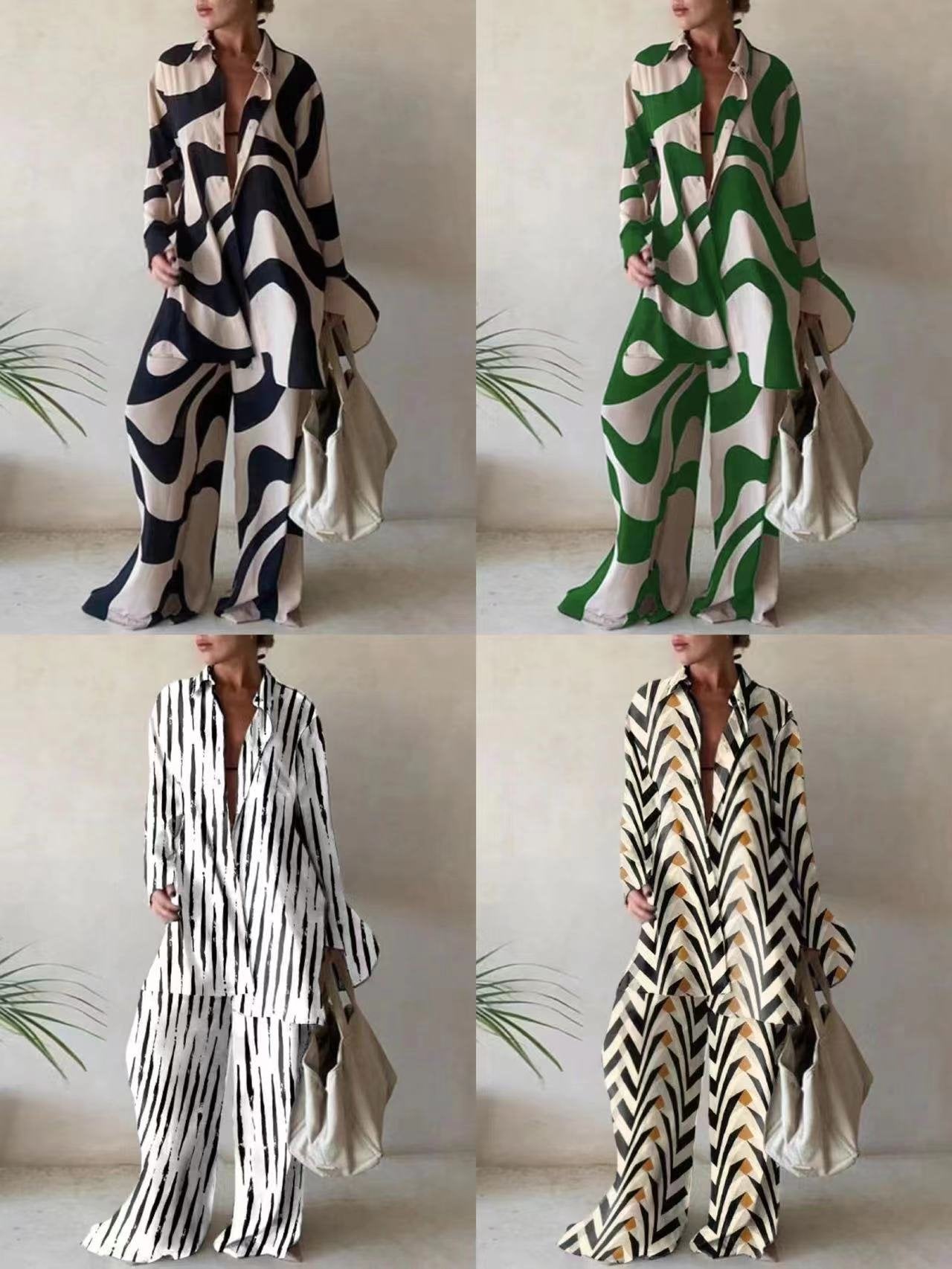 Geometric Print Women's Suit Set