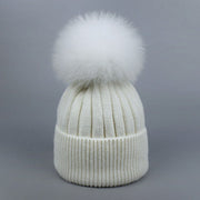 Warm Winter Fox Fur Hat for Women & Kids