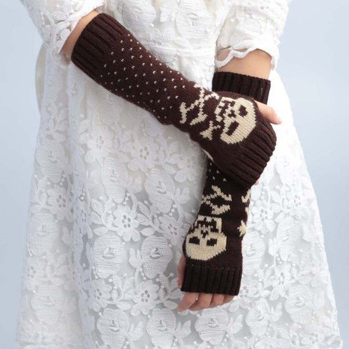 Warm Women's Acrylic Gloves, One Size, Khaki/Black/Coffee/Medium Grey