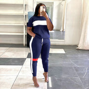 Women's Striped Casual Two-piece Suit Set