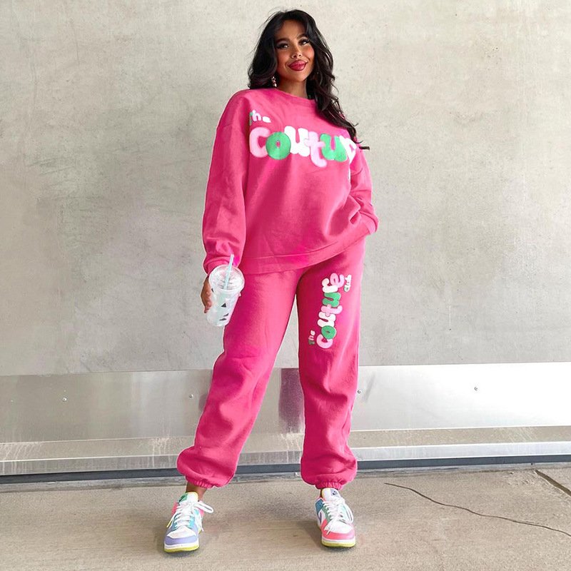 Loose Letter Printing Jumpsuit Set