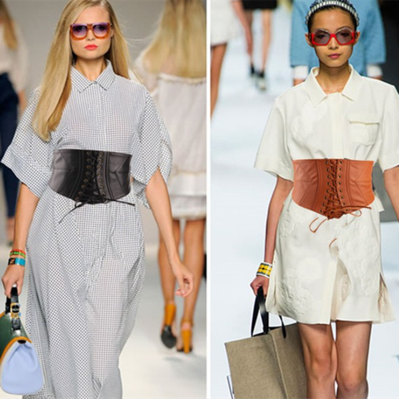 Women's Wide Belt with Tassel Lace-up Waist Trimming