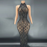 Black Diamond Dress Nightclub Singer Costume