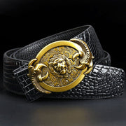 Leather Belt with Smooth Buckle for Men