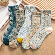 3D Relief Floral Socks for Women - Casual Comfort