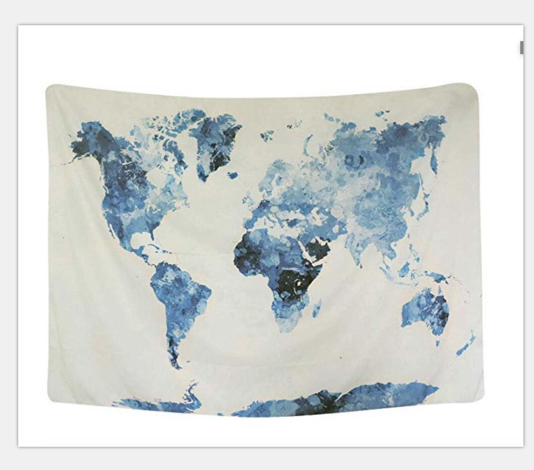 Blue Map Tapestry Ins Hang Cloth Rental Room Bedroom Background Decorative Cloth