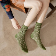 Avocado Green Mid-Calf Socks for Women