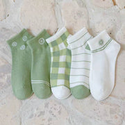 Floral Thin Socks for Women - Soft Cotton Socks Set of 5