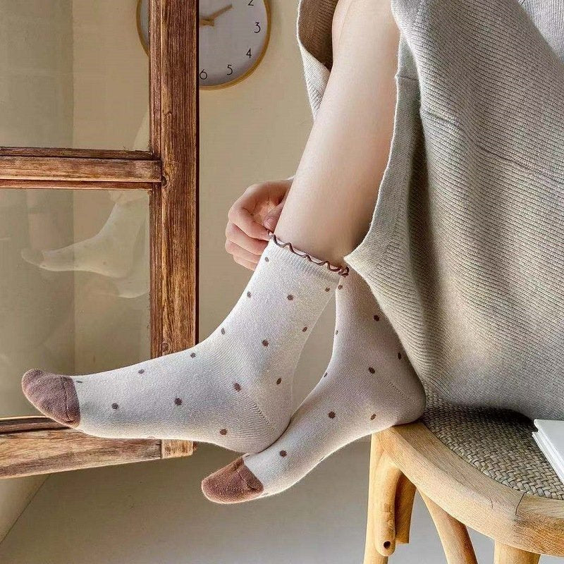 Cute Polka Dot Socks for Women - Thickened Cotton