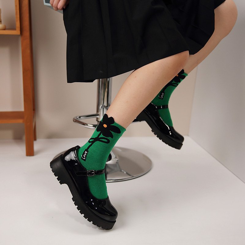 Cotton Checkerboard Rabbit Socks for Women