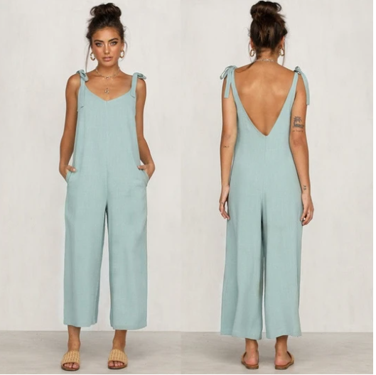 Women's wide-leg strap casual pants