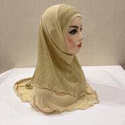 Crystal Ma Gold Silk Stitching Veil Hat Headscarf