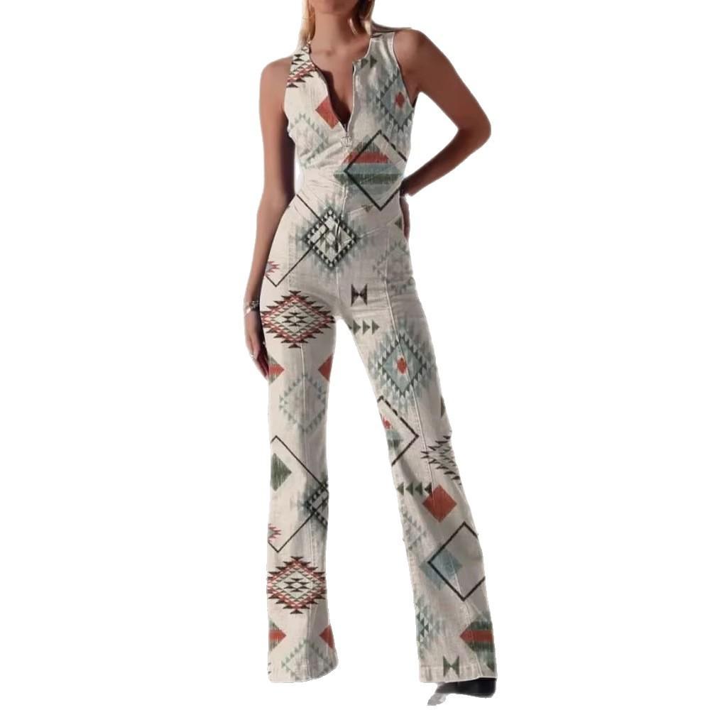 Chic Printed Off-Shoulder Sleeveless Jumpsuit
