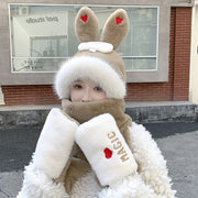 Cozy Rabbit Ears 3-Piece Hat Set for Women
