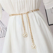 Thin Waist Chain Belt for Women - Black and White Mosaic Style
