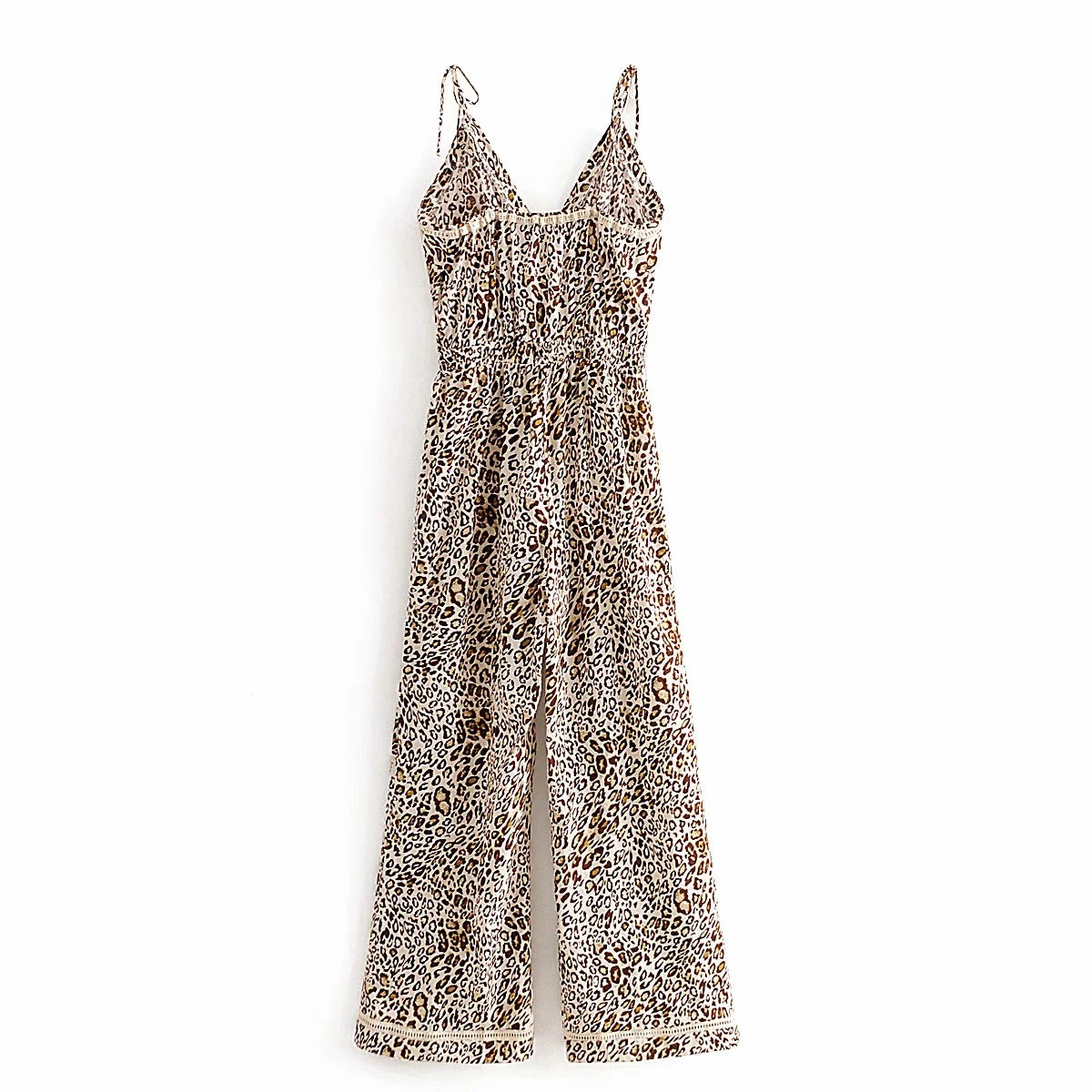 V-Neck Waist Wide-Leg Jumpsuit With Suspenders