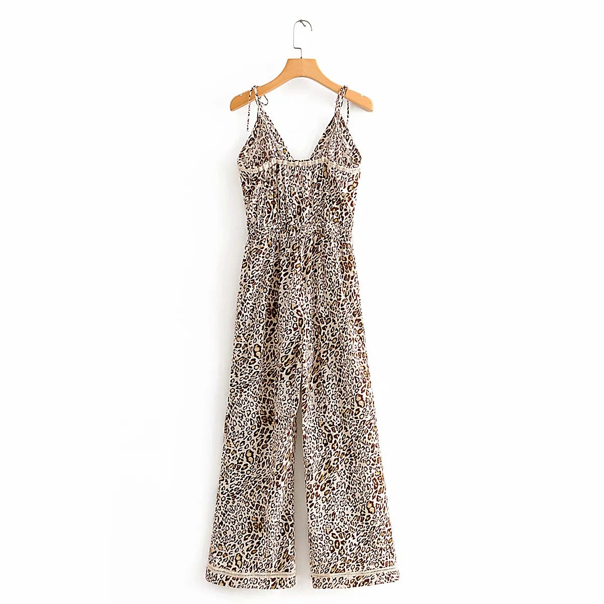 V-Neck Waist Wide-Leg Jumpsuit With Suspenders