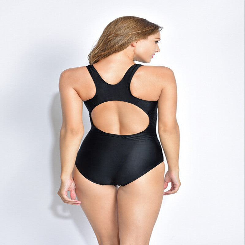Ladies Conservative Sports One-piece Triangle Swimsuit