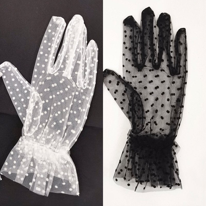 White Mesh Wedding Gloves for Women