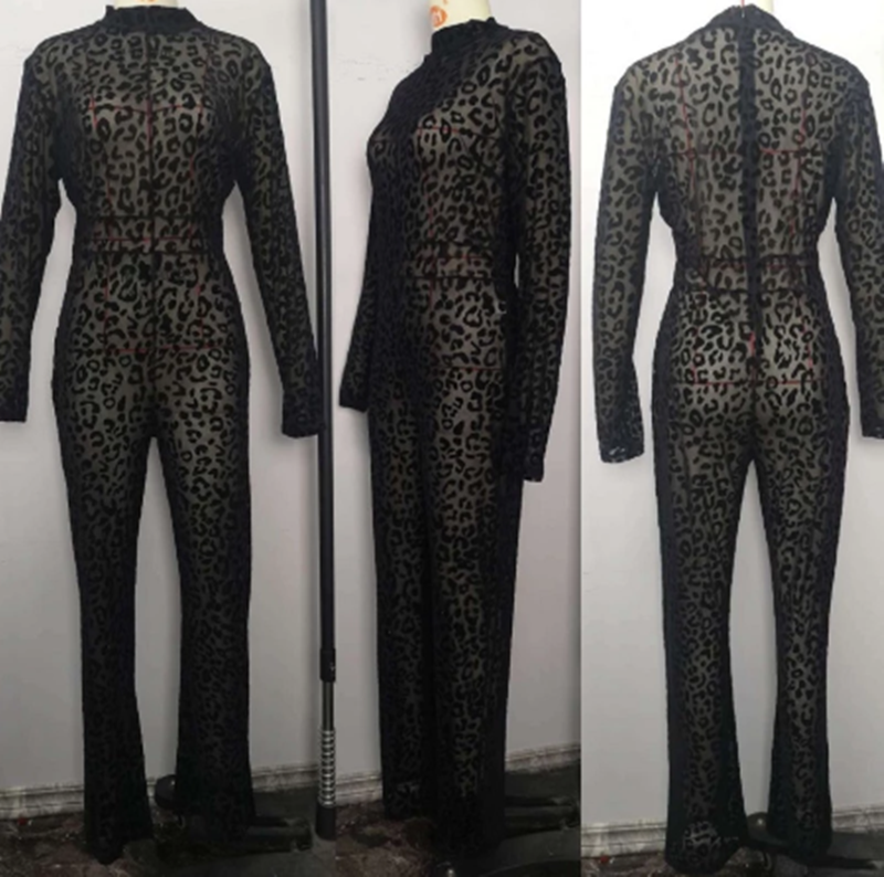 European and American Style Sexy Lace Jumpsuit Long Sleeves