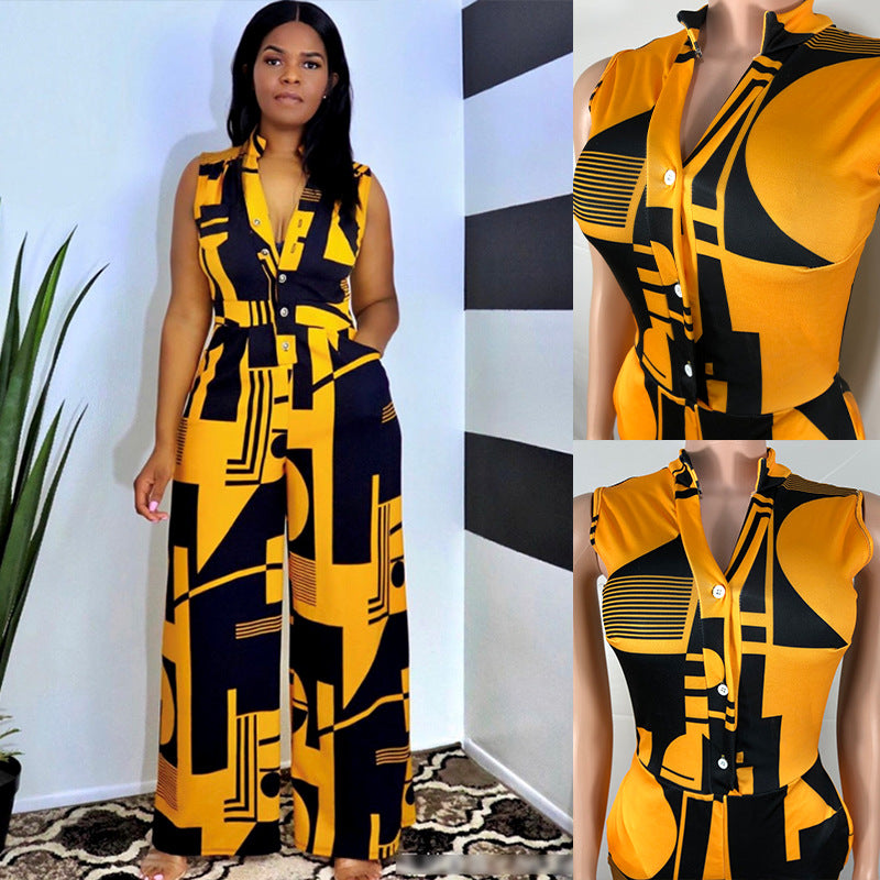 New Autumn Dress Long V-neck One-piece Pants