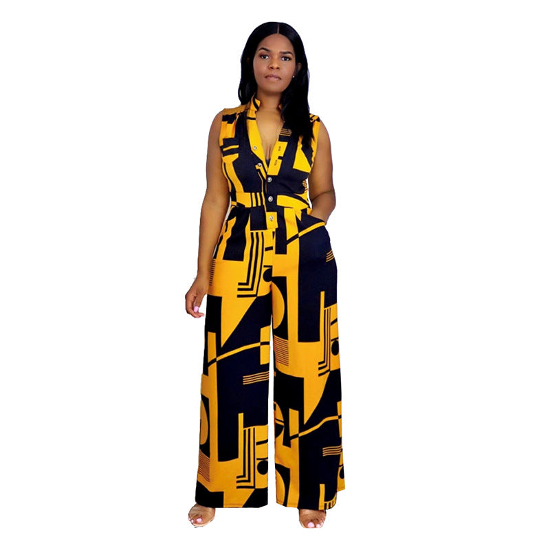 New Autumn Dress Long V-neck One-piece Pants