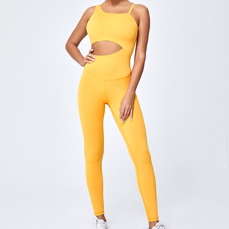 One Shoulder Detachable Strap Yoga Jumpsuit for Women