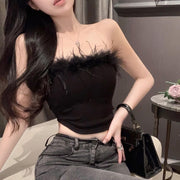 Sexy Spaghetti‑Strap Tank Top – Slim Fit, Stretchy Black Tee