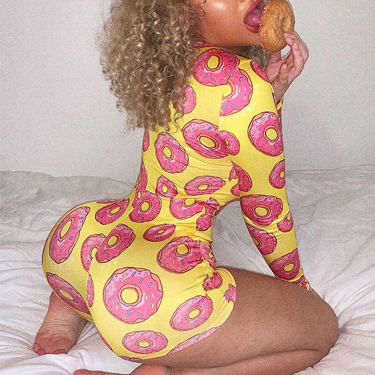 Women's One-Piece Home Printed Slim Slimming Sexy One-Piece