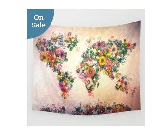 Vintage Watercolor World Map Printing Home Tapestry Wall Hanging Background Cotton Linen Art Tapestry