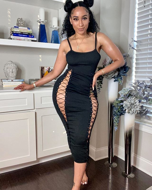 Chic Knitted Sling Midi Dress with Stylish Hip Detail