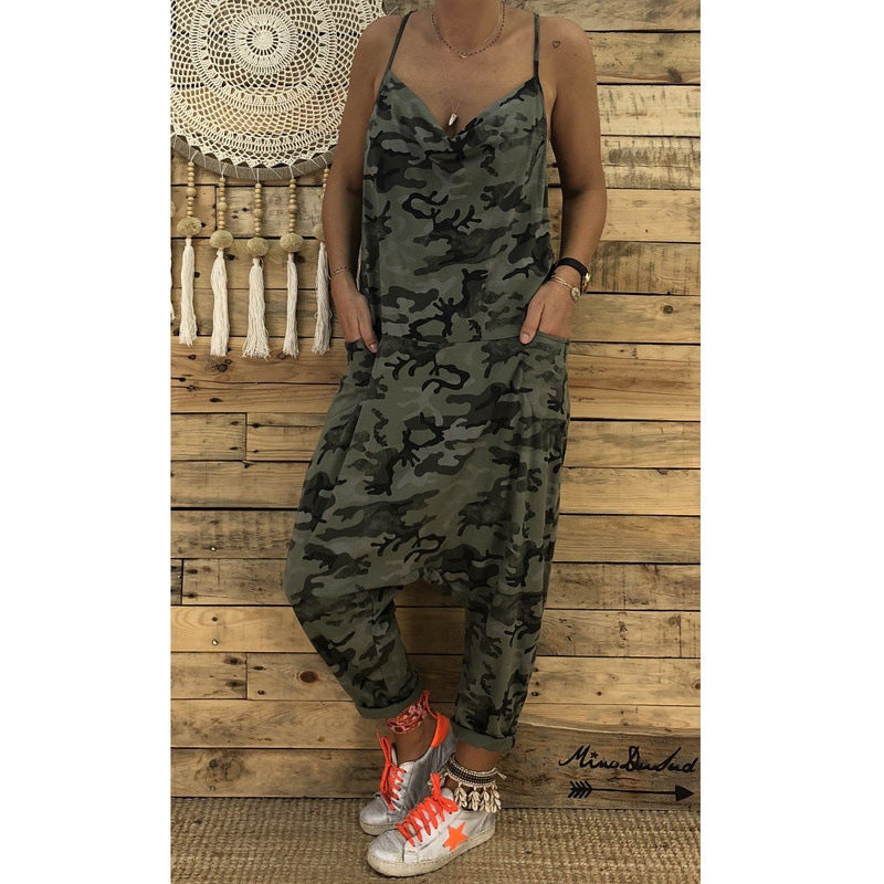 Women's Camouflage Suspender Jumpsuit
