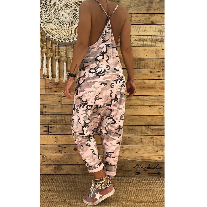 Women's Camouflage Suspender Jumpsuit