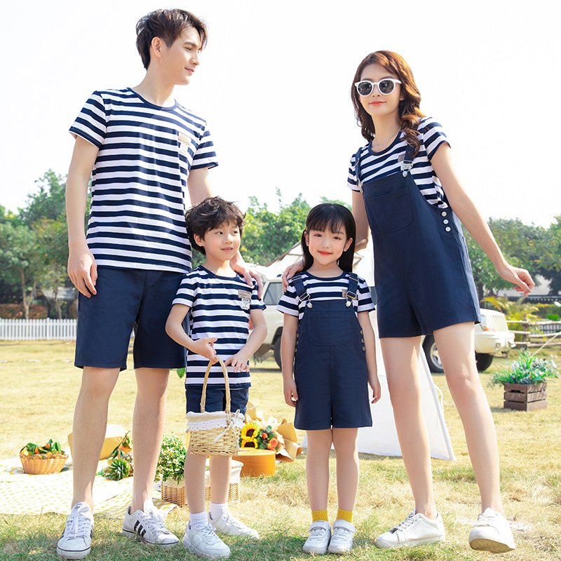 Men's Fashion Cotton Striped Short Sleeve Suit