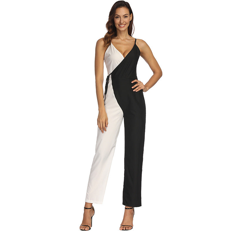 Chic Color-Block Sexy Suspender Jumpsuit