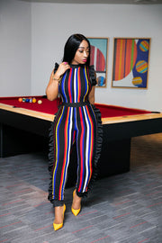 Sexy Sleeveless Vertical Stripe Jumpsuit