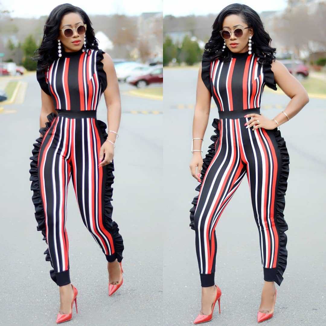 Sexy Sleeveless Vertical Stripe Jumpsuit