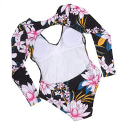 Women's Long Sleeve Floral Sun Protection One Piece Swimsuit