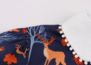 Vintage Blue Short-Sleeve Print Dress