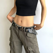 Elegant PU Leather Belt with Silver Needle Buckle