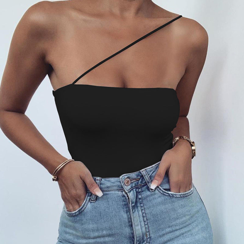 Chic One-Shoulder Slim Fit Tube Jumpsuit