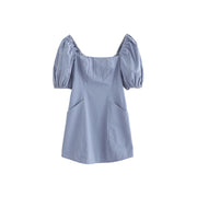 Kids French Square Collar Bubble Sleeve Dress